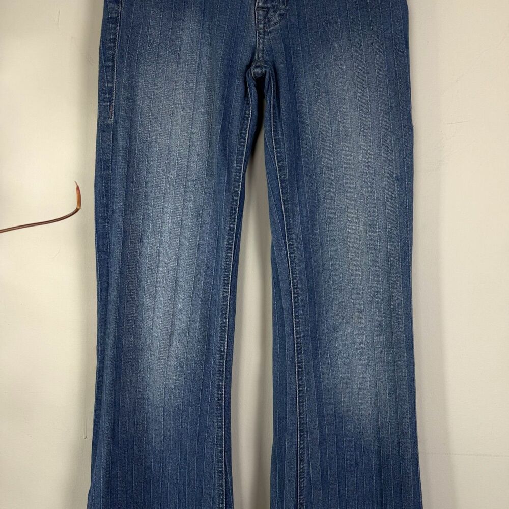 Rock & Roll Cowgirl Flare Jeans Low Mid 8" Rise | Textured Striped Y2K Style, 24 - Picture 7 of 12